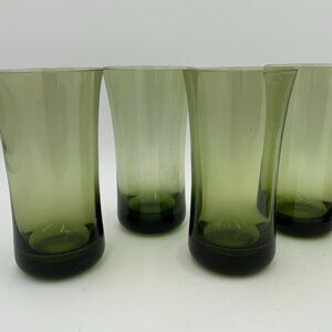 5 VTG MCM Denby Arabesque Moss Green Flat Iced Tea Glass Tumblers High Glasses